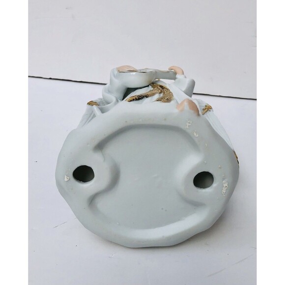 Vintage TRADITIONS Collectable PORCELAIN ANGEL 8.75". Gold Hand Painted Accents - Picture 6 of 9